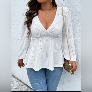 NWOT Eyelet Babydoll Blouse XXL